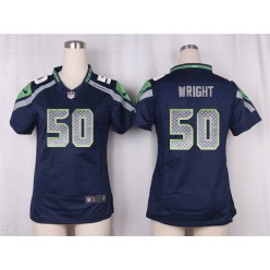 Women Nike Seattle Seahawks #50 K.J. Wright Game Steel Blue Team Color NFL Jersey