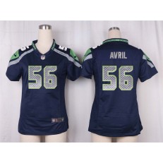 Women Nike Seattle Seahawks #56 Cliff Avril Game Steel Blue Team Color NFL Jersey