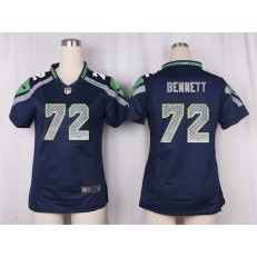 Women Nike Seattle Seahawks #72 Michael Bennett Game Steel Blue Team Color NFL Jersey