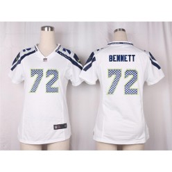Women Nike Seattle Seahawks #72 Michael Bennett Game White NFL Jersey
