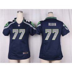 Women Nike Seattle Seahawks #77 Ahtyba Rubin Game Steel Blue Team Color NFL Jersey