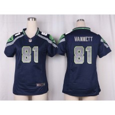 Women Nike Seattle Seahawks #81 Nick Vannett Game Steel Blue Team Color NFL Jersey