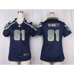 Women Nike Seattle Seahawks #81 Nick Vannett Game Steel Blue Team Color NFL Jersey