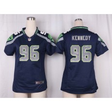 Women Nike Seattle Seahawks #96 Cortez Kennedy Game Steel Blue Team Color NFL Jersey