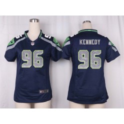 Women Nike Seattle Seahawks #96 Cortez Kennedy Game Steel Blue Team Color NFL Jersey