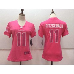 Women Nike Arizona Cardinals #11 Larry Fitzgerald Pink Stitched NFL Limited Rush Fashion Jersey