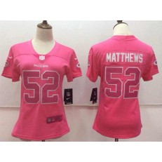 Women Nike Green Bay Packers #52 Clay Matthews Pink Stitched NFL Limited Rush Fashion Jersey