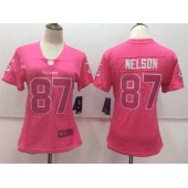 Women Nike Green Bay Packers #87 Jordy Nelson Pink Stitched NFL Limited Rush Fashion Jersey