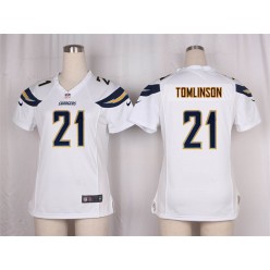 Women Nike San Diego Chargers #21 LaDainian Tomlinson Game White NFL Jersey