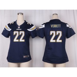 Women Nike San Diego Chargers #22 Jason Verrett Game Navy Blue Team Color NFL Jersey