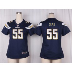 Women Nike San Diego Chargers #55 Junior Seau Game Navy Blue Team Color NFL Jersey
