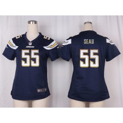 Women Nike San Diego Chargers #55 Junior Seau Game Navy Blue Team Color NFL Jersey