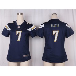 Women Nike San Diego Chargers #7 Doug Flutie Game Navy Blue Team Color NFL Jersey