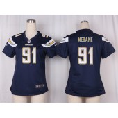 Women Nike San Diego Chargers #91 Mebane Game Navy Blue Team Color NFL Jersey
