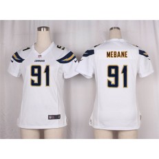 Women Nike San Diego Chargers #91 Mebane Game White NFL Jersey