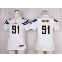 Women Nike San Diego Chargers #91 Mebane Game White NFL Jersey