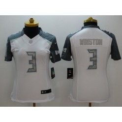 Women Nike Tampa Bay Buccaneers #3 Jameis Winston White Platinum NFL Limited Jersey