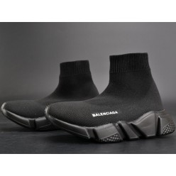 BALENCIAGA STRETCH MESH HIGH TOP SNEAKER ALL BLACK KIDS 483502-W05G0-1000