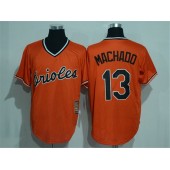 MLB Baltimore Orioles 13 Manny Machado Orange Pullover Stitched Majestic Cool Base Cooperstown Collection Men Jersey