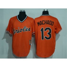 MLB Baltimore Orioles 13 Manny Machado Orange Pullover Stitched Majestic Cool Base Cooperstown Collection Men Jersey