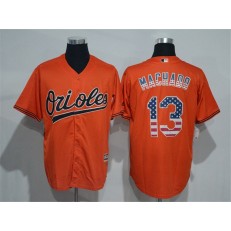 MLB Baltimore Orioles 13 Manny Machado Orange USA Flag New Cool Base Men Jersey