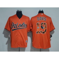 MLB Baltimore Orioles 19 Chris Davis Retired Orange Team Logo Ornamented Stitched Majestic Cool Base Men Jersey