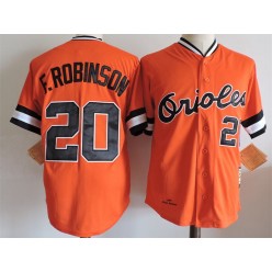 MLB Baltimore Orioles 20 F Robinson Majestic Orange throwback Cool Base Baseball Men Jersey