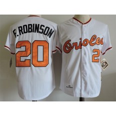 MLB Baltimore Orioles 20 F Robinson Majestic White throwback Cool Base Baseball Men Jersey