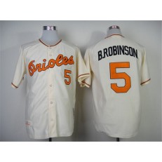 MLB Baltimore Orioles 5 Brooks Robinson 1970 Cream Throwback Cool Base Men Jersey