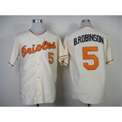 MLB Baltimore Orioles 5 Brooks Robinson 1970 Cream Throwback Cool Base Men Jersey