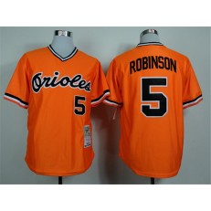 MLB Baltimore Orioles 5 Brooks Robinson 1975 Orange Throwback Cool Base Men Jersey