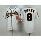 MLB Baltimore Orioles 8 Cal Ripken 2001 White Throwback Cool Base Men Jersey