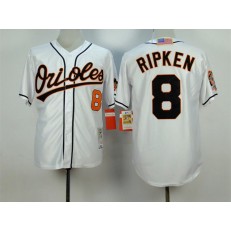 MLB Baltimore Orioles 8 Cal Ripken 2001 White Throwback Cool Base Men Jersey