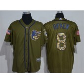 MLB Baltimore Orioles 8 Cal Ripken Retired Green Salute to Service Majestic Baseball Men Jersey