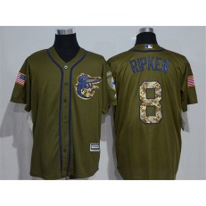 MLB Baltimore Orioles 8 Cal Ripken Retired Green Salute to Service Majestic Baseball Men Jersey