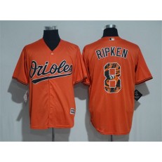 MLB Baltimore Orioles 8 Cal Ripken Retired Orange Team Logo Ornamented Stitched Majestic Cool Base Men Jersey