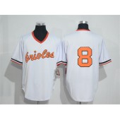 MLB Baltimore Orioles 8 Cal Ripken White Throwback Mitchell And Ness Cool Base Men Jersey