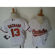 MLB Baltimore Orioles 13 Manny Machado White Toddler Jersey