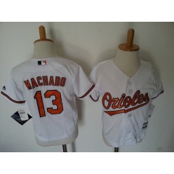 MLB Baltimore Orioles 13 Manny Machado White Toddler Jersey