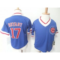 MLB Chicago Cubs 17 Kris Bryant Blue Pullover Toddler Jersey