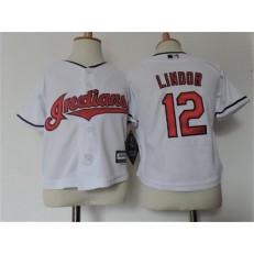 MLB Cleveland Indians 12 Francisco Lindor White Home Cool Base Toddler Jersey