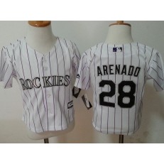 MLB Colorado Rockies 28 Nolan Arenado White Home Cool Base Toddler Jersey