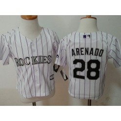 MLB Colorado Rockies 28 Nolan Arenado White Home Cool Base Toddler Jersey