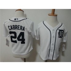 MLB Detroit Tigers 24 Miguel Cabrera White Cool Base Toddler Jersey