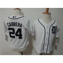 MLB Detroit Tigers 24 Miguel Cabrera White Cool Base Toddler Jersey