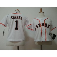 MLB Houston Astros 1 Carlos Correa Home White Cool Base Toddler Jersey