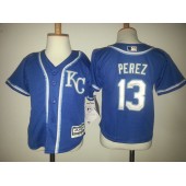 MLB Kansas City Royals 13 Salvador Perez Blue Cool Base Toddler Jersey