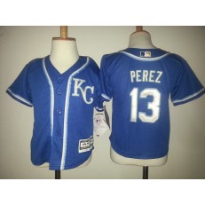 MLB Kansas City Royals 13 Salvador Perez Blue Cool Base Toddler Jersey
