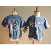 MLB Kansas City Royals 13 Salvador Perez Light Blue Alternate Cool Base Toddler Jersey