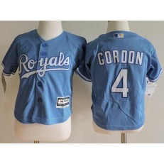 MLB Kansas City Royals 4 Alex Gordon Light Blue Cool Base Toddler Jersey